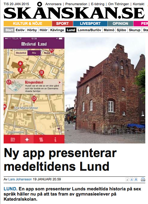 Skånskans förstasida - Ny app presenterar medeltidens Lund